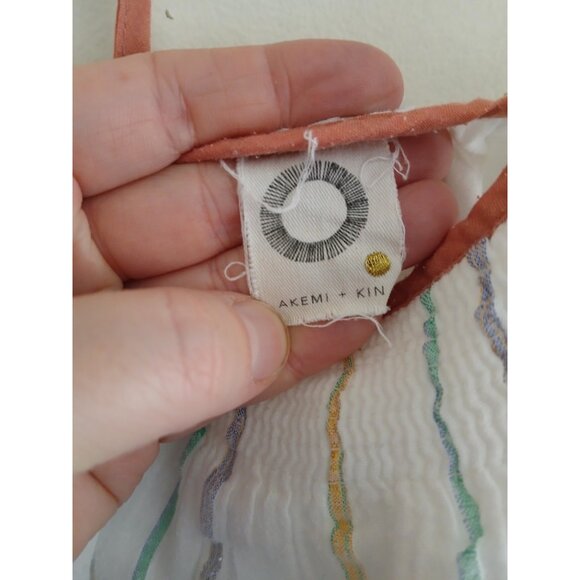 Anthropologie Akemi Kin Womens S Maxi Halter Rainbow Patchwork Stripe Dress Boho - Picture 5 of 9